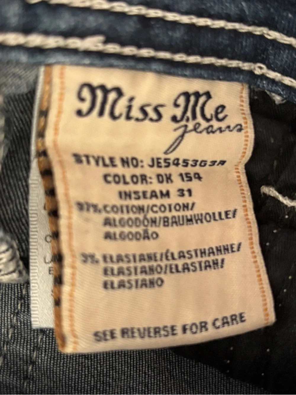 Miss Me Medium-Dark Blue Skinny Jeans with Rhinestone Trim - Picture 8 of 16